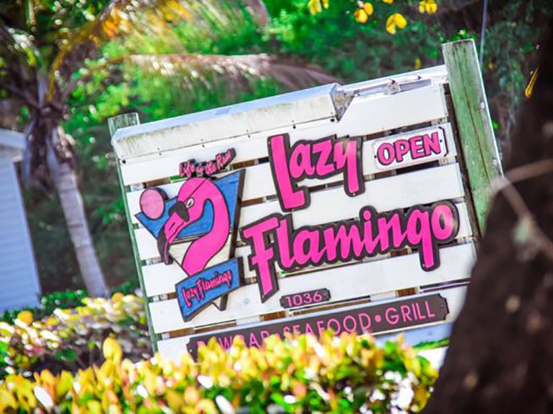 lazy flamingo sanibel sign-min